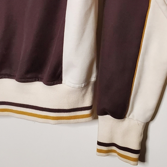 Brown and Bone Athletic Scene Zipped Light Sport Jacket with Ribbed Cuffs - Picture 2 of 11